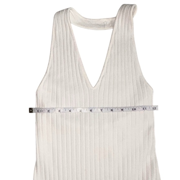 Vince Ivory Rib Knit Halter Sleeveless V Neck Midi Dress NWOT - Picture 11 of 14